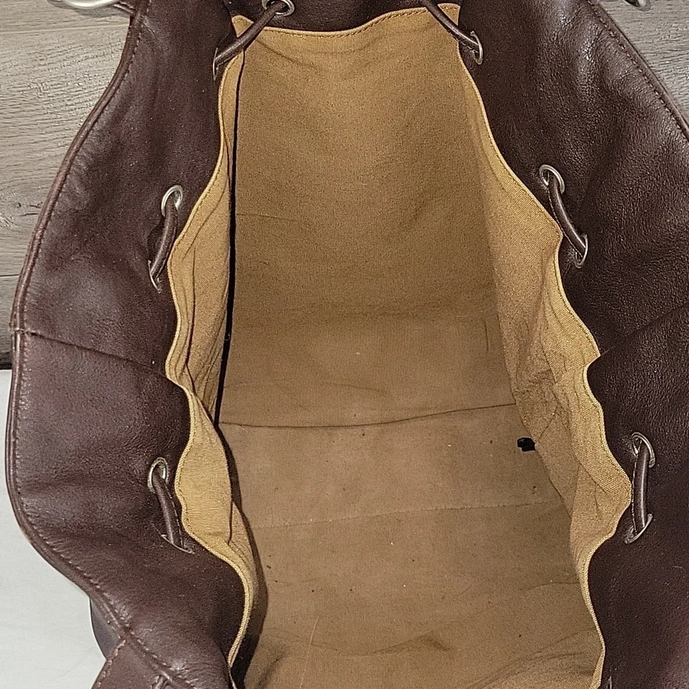 Anthropologie Elegant Brown Studded Leather Tote Bag